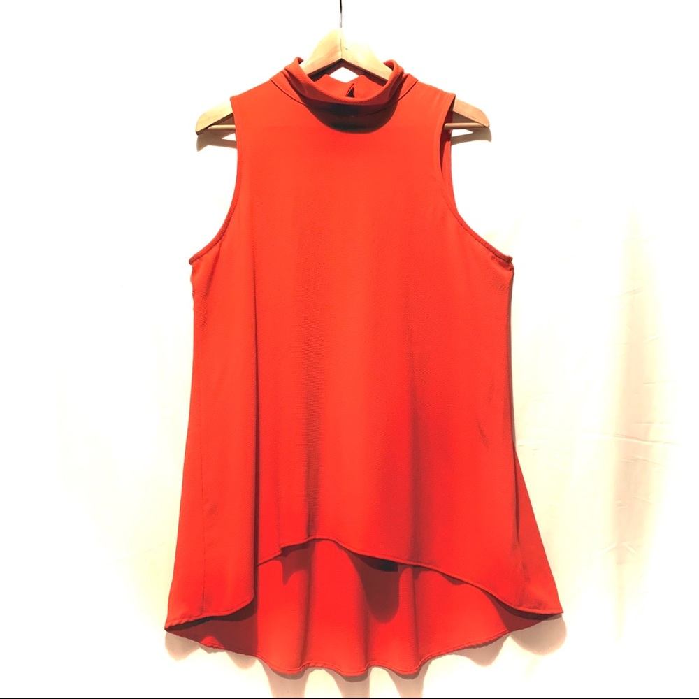 Beautiful red sleeveless high low blouse